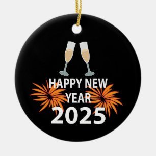Neues Jahr 2025 - Glück im neuen Jahr Keramik Ornament