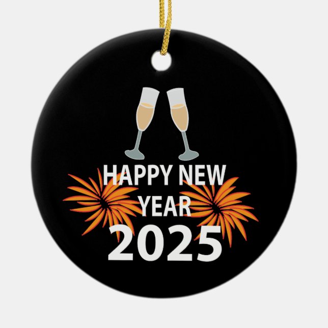Neues Jahr 2025 - Glück im neuen Jahr Keramik Ornament (Vorne)