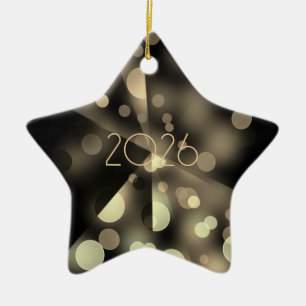 Neues Jahr 2025 mit goldenen Blasen Keramik Ornament