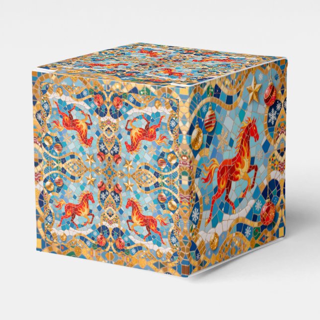 Neues Jahr 2026 Red Fiery Horse Weihnachtsmuster Geschenkschachtel (Vorderseite)