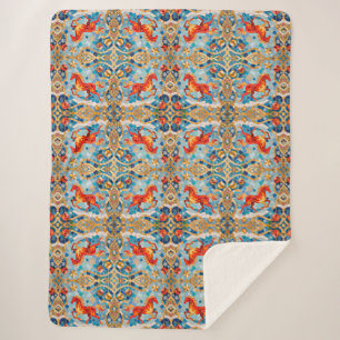 Neues Jahr 2026 Red Fiery Horse Weihnachtsmuster Sherpadecke