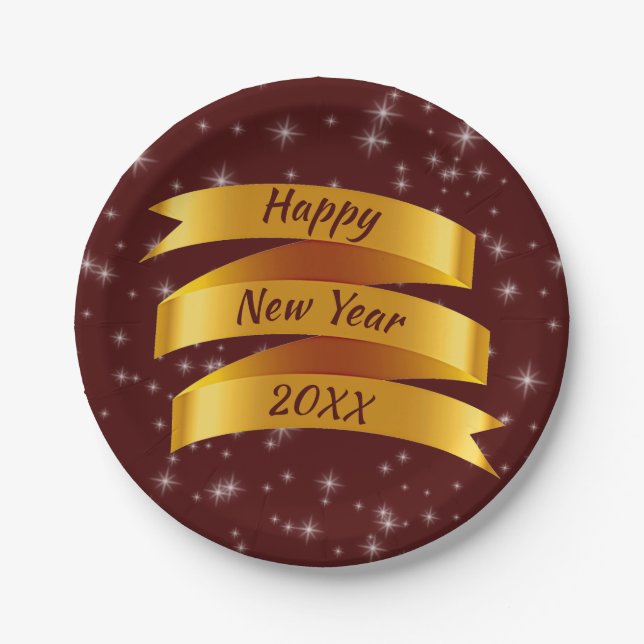 Neues Jahr 20xx Gold Band 7" Pappteller (Vorderseite)