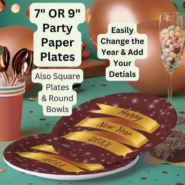 Neues Jahr 20xx Gold Band 9" Pappteller (Von Creator hochgeladen)