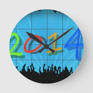 Neues Jahr-Büro-Stadt-Party-bunte Spaß-Kunst 2014 Runde Wanduhr