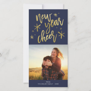 Neues Jahr Chef Gold Sternexplosion Foto Feiertagskarte