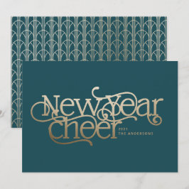 Neues Jahr elegante Art Deco Typografie aquamarine Feiertagskarte