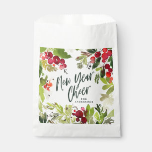 Neues Jahr Feiertag mit Aquarellblumen Geschenktütchen