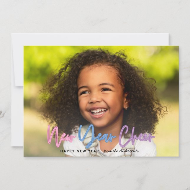 Neues Jahr Foto hell modern farbenfroh Nebel Ankündigung (Vorderseite)