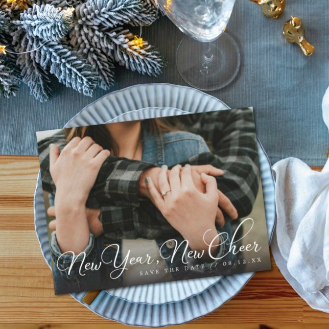 Neues Jahr Foto Save the Date Ankündigungspostkarte (Von Creator hochgeladen)