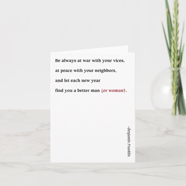 Neues Jahr - Franklin Feiertagskarte (Vorderseite)