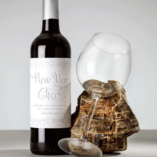 Neues Jahr für elegante Silberschneeflocken nach M Weinetikett (Von Creator hochgeladen)