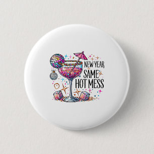 Neues Jahr gleich heiße Retro-Mess Schwanz Frohes Button