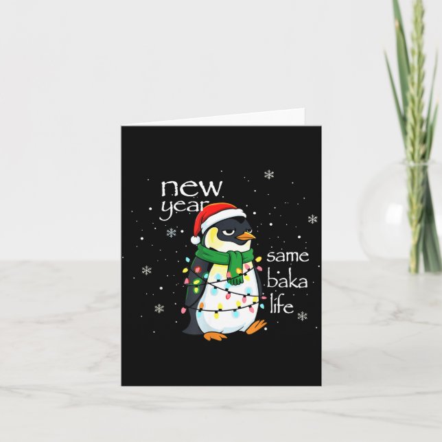Neues Jahr gleiches Baka-Leben Pinguin Neujahr Sar Karte (Vorderseite)