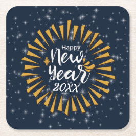 Neues Jahr glücklich mit Sternen 20xx hinzufügen Rechteckiger Pappuntersetzer