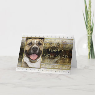 Neues Jahr - goldene Eleganz - Pitbull Tigger Feiertagskarte