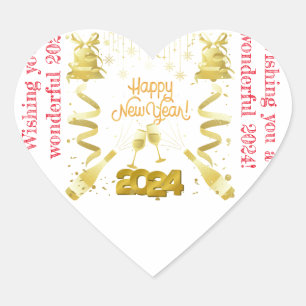 Neues Jahr Herz-Aufkleber