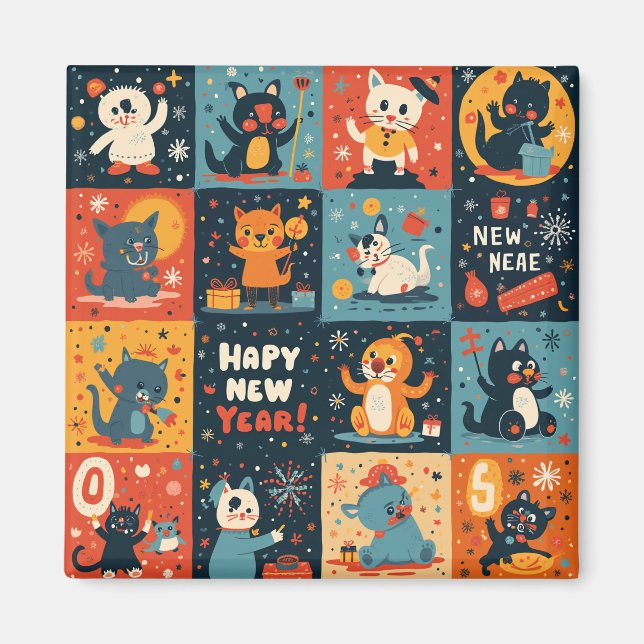 Neues Jahr Muster Magnet (Vorne)