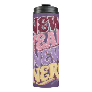 Neues Jahr Neue Energie – Trendiges Retro Neues Ja Thermosbecher