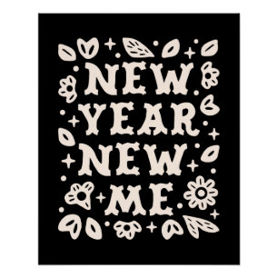 Neues Jahr neue ich Resolutionen schwarz Hexerei ä Poster