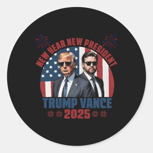 Neues Jahr Neuer Präsident Trump Vance Präsident H Runder Aufkleber (Vorderseite)