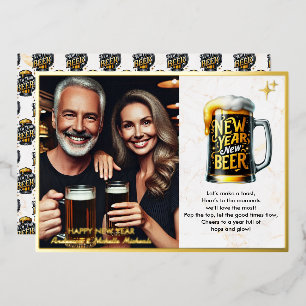 Neues Jahr Neues Bier Lustiges Foto Folien Feiertagskarte