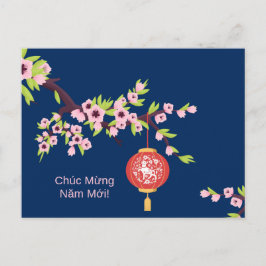 Neues Jahr OX Hoa Dao Blüten Postkarte