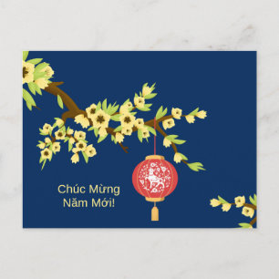 Neues Jahr OX Hoa Mai Blüten Postkarte