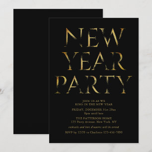 Neues Jahr Party Einfache Minimalistische Goldene Einladung