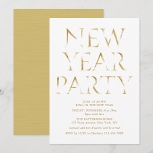 Neues Jahr Party Einfache Minimalistische Goldene Einladung