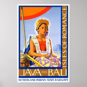 Neues Java- und Bali Vintage Travel Poster