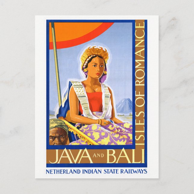 Neues Java- und Bali Vintage Travel Poster Postkarte (Vorderseite)