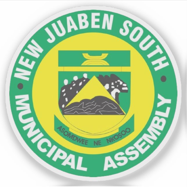 Neues Juaben South Municipal Assembly Logo, Ghana Aufkleber (Vorderseite)