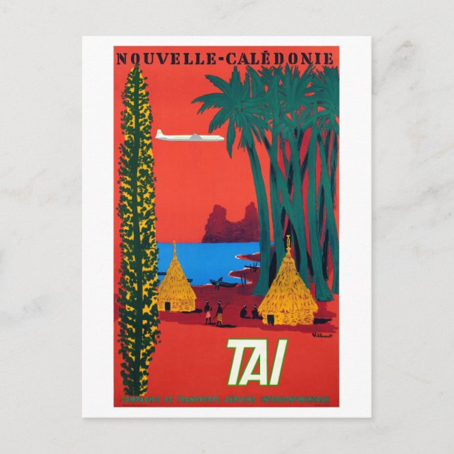 Neues Kaledonia Vintage-Poster wiederhergestellt Postkarte (Vorderseite)