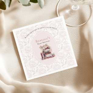 Neues Kapitel alte Bücher Baby-Party blasse Rosenr Serviette