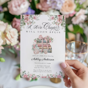 Neues Kapitel Anfängt Buch Floral Baby Dusche Einladung