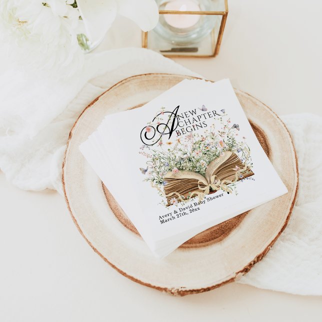 Neues Kapitel Anfängt Wildblume Babydusche buchen Serviette (Von Creator hochgeladen)