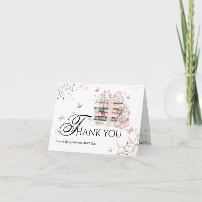 Neues Kapitel Anfängt Wildblume Babymädchen Dusche Dankeskarte (Vorderseite)