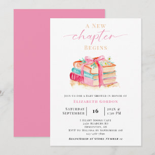 Neues Kapitel Baby Shower Buch Aquarell-Geschichte Einladung