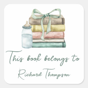 Neues Kapitel Babydusche - dieses Buch gehört Quadratischer Aufkleber