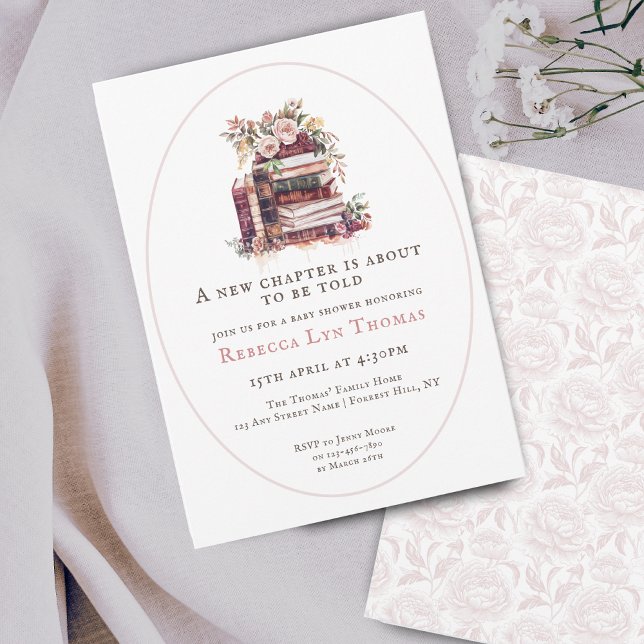 Neues Kapitel Babydusche Wasserfarbe, rot pink Einladung (Von Creator hochgeladen)