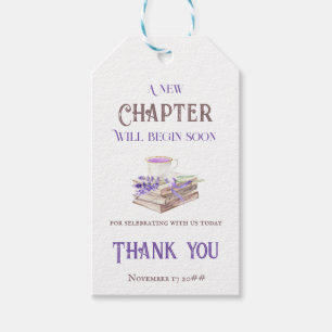 Neues Kapitel beginnt bald Lavendel Bücher Baby Sh Geschenkanhänger