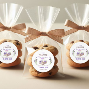 Neues Kapitel beginnt bald Lavendel Bücher Baby Sh Runder Aufkleber