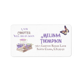 Neues Kapitel Beginnt bald Lavendel Bücher Kinderd Adressaufkleber