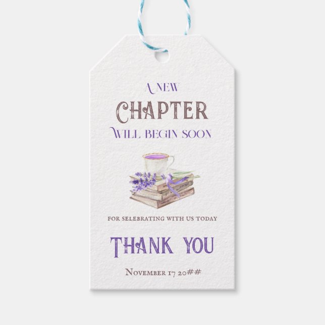 Neues Kapitel Beginnt bald Lavendel Bücher Kinderd Geschenkanhänger (Vorderseite)