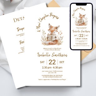 Neues Kapitel Beginnt Buch-Baby-Party QR-Code Einladung