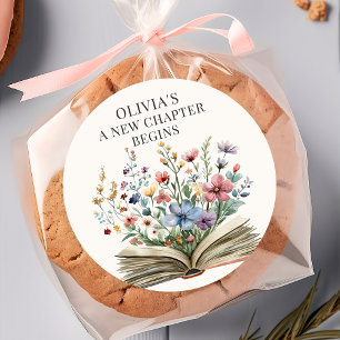 Neues Kapitel Beginnt Buch Baby Shower Aufkleber