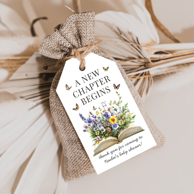 Neues Kapitel beginnt Buch Babydusche Geschenketik Geschenkanhänger (Von Creator hochgeladen)