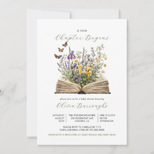 Neues Kapitel beginnt Buch Wildblumen Kinderdusche Einladung