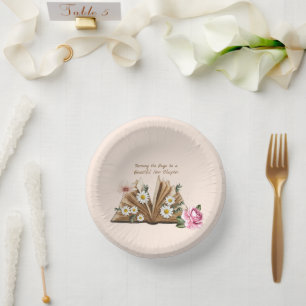 Neues Kapitel Beginnt Die Seite Umblättern Floral Pappteller