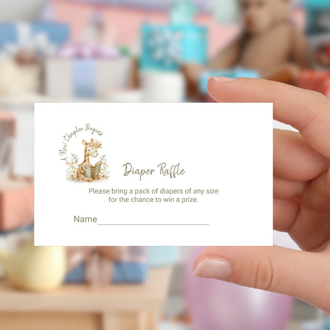 Neues Kapitel beginnt Giraffe Diaper Raffle Ticket Begleitkarte (Von Creator hochgeladen)